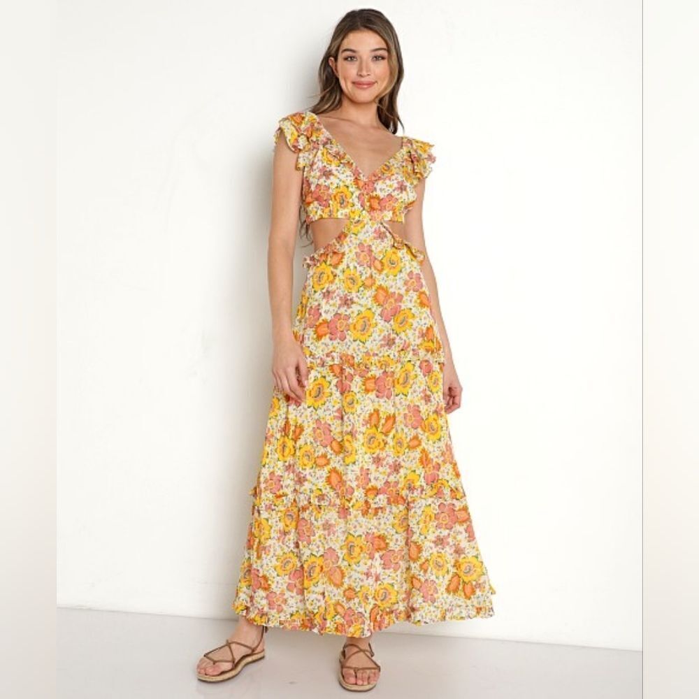 Cleobella Clara Cut Out Ankle Maxi Dress In Lucia Floral Size Large NWT